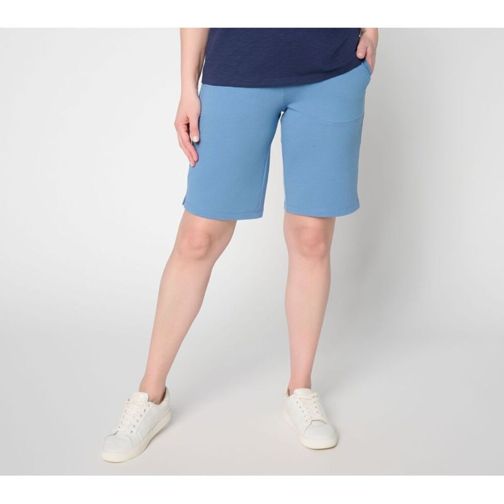 Denim & Co. Women's Shorts Sz S Active French Terry Pull-On Bermuda White